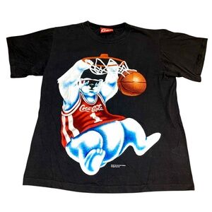 Vintage Coca Cola Shirt Mens Large Bear Coke Promo Black 1995 Single Stitch USA
